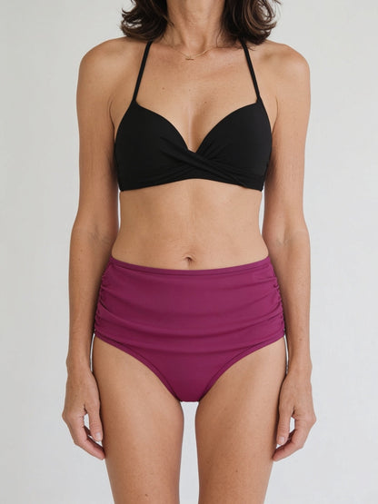 Bas de maillot de bain d'incontinence taille haute drapé
